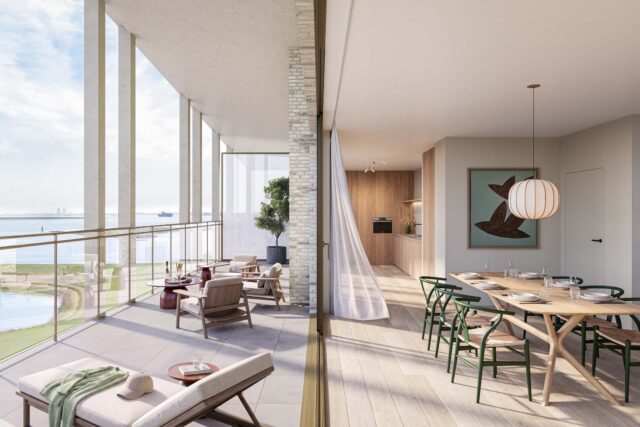 Impressie van het interieur van een penthouse in gebouw I van Waterzande