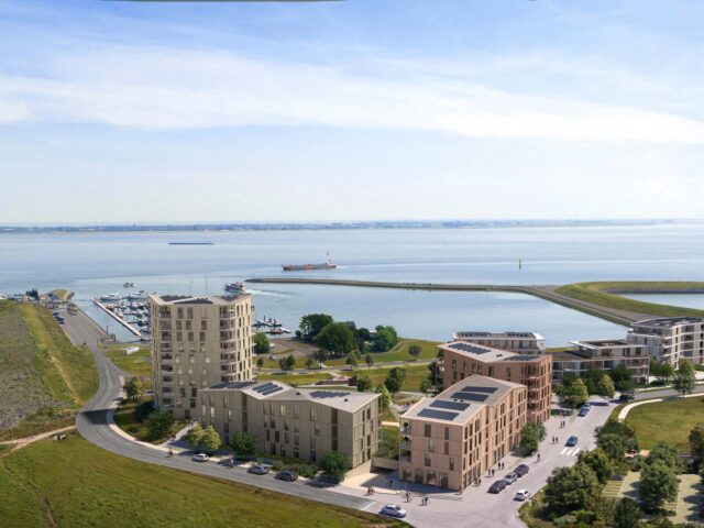 Luchtbeeld van de hotelkern in Waterzande